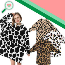 Animal Print Sherpa Fleece Hooded Robe Cloak Poncho - £37.59 GBP+
