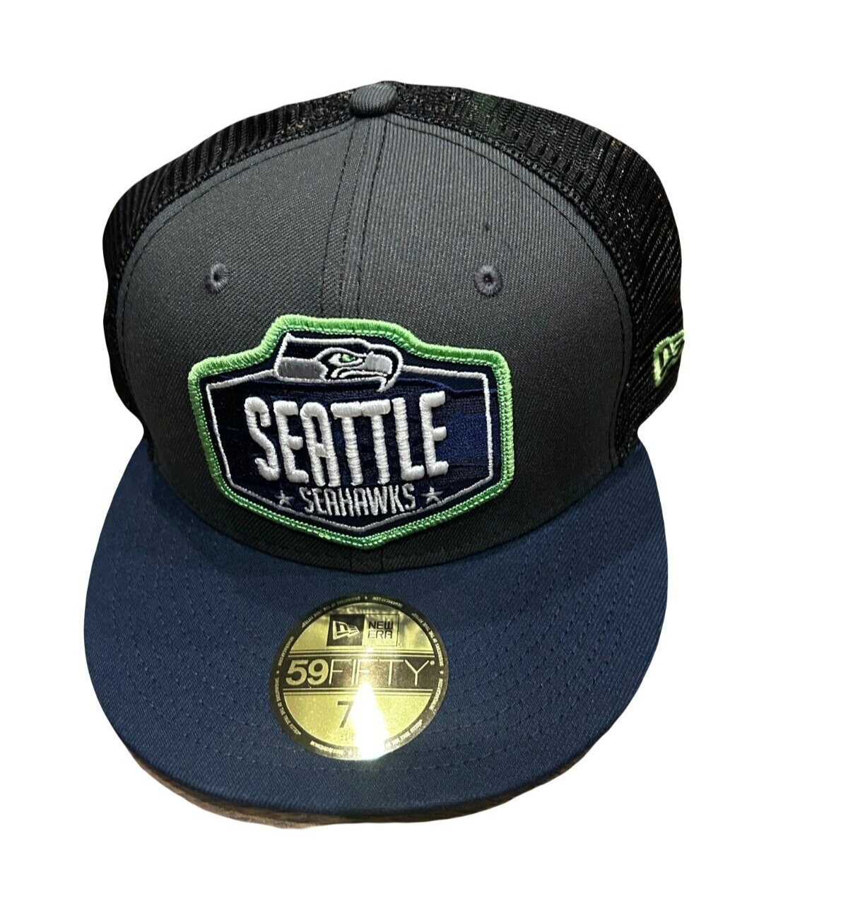 NWT New Seattle Seahawks New Era 59Fifty Draft Patch Size 7 1/2 Fitted Hat - £22.17 GBP