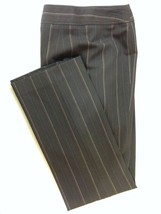 Anne Klein Women&#39;s Brown Striped Straight Stretch Flat Front Dress Pants... - $7.92