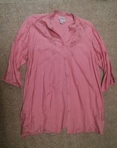 015 Women&#39;s Anthony Richards 18P Rayon Pink Button Front Top Blouse - £10.21 GBP