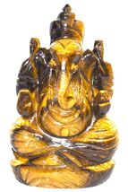 Lord Ganesha In Natural Tiger Eye Gemstone - 177 gms - $123.75