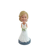 Custom Bobblehead Gorgeous looking bride wearing a swell dress and holdi... - £73.00 GBP