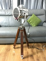 Nautical Designer Studio Floor Lamp Tripod Wood Stand Searchlight For Christmas - £159.15 GBP