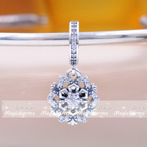 925 Sterling Silver Sparkling Snowflake Double Dangle Charm Bead - £13.95 GBP