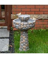 Outdoor Birdbath  2 Tierd Stone-Like Fountain 24.4&quot;H Pump Garden Backyar... - $5,110.56 MXN