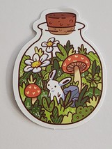 Bunny in Jar with Plants Mushrooms Cartoon Super Cute Sticker Decal Awesome Fun - £1.75 GBP