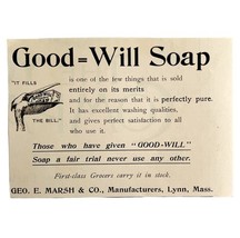 Good Will Soap George Marsh 1894 Advertisement Victorian Hygiene ADBN1aaa - $386.56 MXN