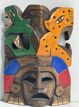 Hand carved Hand Painted wooden mask from Mexico Mascara Tallada Chaca 3... - £23.25 GBP