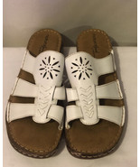 Naturalizer Slide On Sandal White And Brown LeatherSize 8 Pre Owned Nice - $733.85 MXN