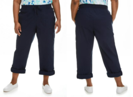 Penmans Plus Women&#39;s Converter Pants W/ Flower Embroidery Navy Blue 4X NWT - $18.82