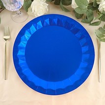 25 Royal Blue Metallic Round 12"" Paper Salad Dinner Plates Geometric Design - £23.61 GBP