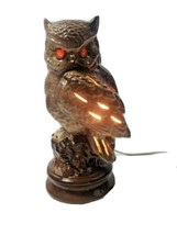 Vintage MCM Ceramic Owl Table Lamp Night Light Retro Decor Glowing Eyes WORKS  - $119.72