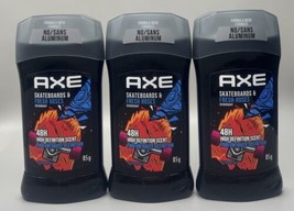 3 Pack Axe Skateboards &amp; Fresh Roses Deodorant Stick Aluminium Free 85g New - $15.00