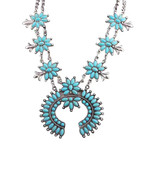 Light Blue Western Turquoise Decor Double Chain Necklace - $13.55 CAD