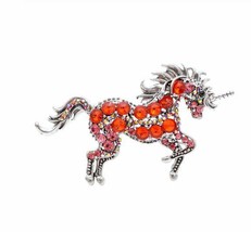 Stunning Vintage Look Silver plated Unicorn Horse Celebrity Brooch Broach Pin FF - £12.01 GBP