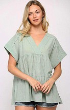 New Gigio by UMGEE S M L Pastel Mint Green Textured Tiered Top Side Slits - £15.94 GBP