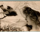 RPPC Woman and Bird Rotograph Co Series no 8 540 UNP Unused UDB Postcard G5 - $15.79