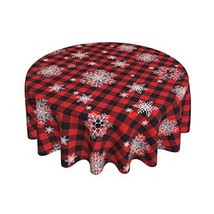 Christmas Tablecloth Buffalo Plaid Snowflake Tablecloth Round Tablecloth 60 I Ho - £26.73 GBP