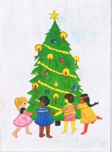 Christmas Postcard International Children Dancing Around The Christmas Tree - £1.69 GBP