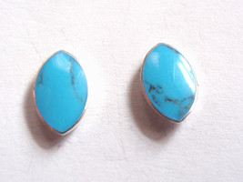 Simulated Turquoise Marquise-Shaped 925 Sterling Silver Stud Earrings - $10.79