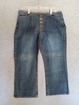 Zena Womens Jeans Blue Low Waist Crop Size 34&quot; Waist 22&quot; Inseam Y2K - $14.03