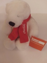 Coca Cola Coke Polar Bear Collectible 6 Inch Plush Bear With Red Scarf Mint - £23.57 GBP