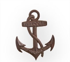 Anchor Wall Plaque with Welcome Sentiment 13.8" High Cast Iron Seaside Ocean  image 2