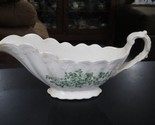 Antique De Soto East Palestine Porcelain Co White &amp; Green Floral Gravy Boat - $26.72