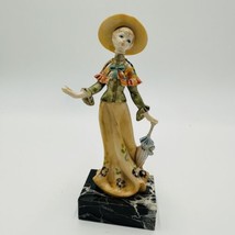 Fontanini Figurine Lady with Parasol Hand Painted Marble Base Despose Italy - £21.30 GBP