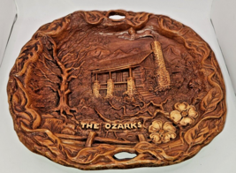 Vintage The Ozarks Faux Wood Decor Plate Ornate Souvenir By Lugene&#39;s Branson - $14.50