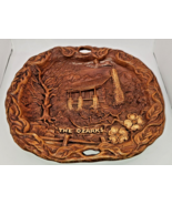 Vintage The Ozarks Faux Wood Decor Plate Ornate Souvenir By Lugene&#39;s Bra... - $14.50