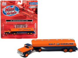 1960 Ford Tanker Truck Orange Blue Gulf Oil 1/87 HO Scale Model Classic Metal Wo - £30.78 GBP