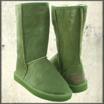 Von Dutch High 11&quot; Tall Suede Sherpa Lined Womens Winter Boots Green SIZE 7 NEW - £45.36 GBP