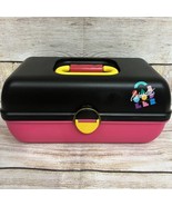 VTG Caboodles Make Up Carrying Case #2620 2-Tiered Mirrored Black Pink Y... - $47.66 CAD