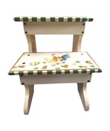 Vintage Hand-Painted Wood Step Stool Rooster Hen Chicken Country Kitchen... - $46.74