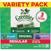 Greenies 3-Flavor Variety Pack Dog Dental Treat Regular 1ea/36 oz, 36 ct - £65.64 GBP