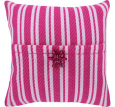Tooth Fairy Pillow, Pink and White Stripe Print Fabric, Star Bead Trim For Girls - £3.95 GBP