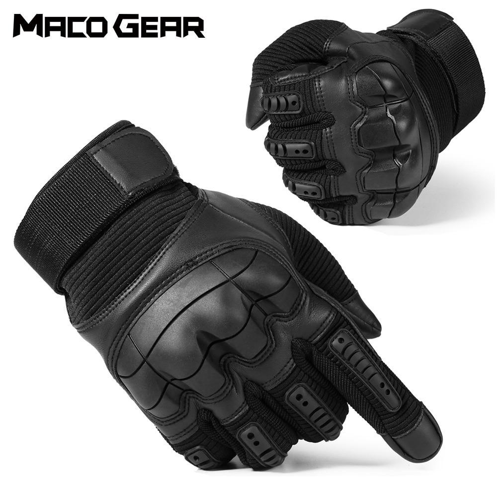 Touch Screen Hard Knuckle Tactical Gloves PU Leather Army Military Combat