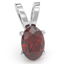 Lab-Created Ruby Oval Solitaire Pendant In 14k White Gold - £157.22 GBP