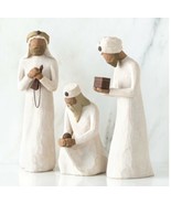 THE TREE WISEMEN SCULPTED HAND PAINTED NATIVITY FIGURES 3-PCS SET WILLOW... - £144.91 GBP