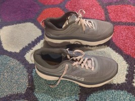 Hoka One One Bondi 7 1110518 Gray White Comfort Running Shoes US Men&#39;s 9.5  - £68.84 GBP