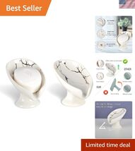 Soap Dish 2Pack, Ceramic Soap Holder Self Draining Marble Look Leaf-Shap... - $48.22