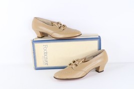 NOS Vtg 90s Streetwear Womens 8.5 3A Braided Leather Chunky Heel Shoes Taupe USA - £77.97 GBP