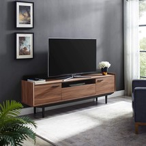 Mid-Century Modern Entertainment Tv Stand In Walnut Black, 70&quot; By Modway - £230.55 GBP