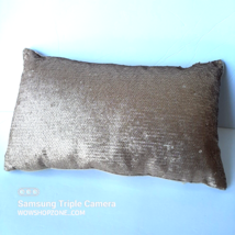 Gold Soothing Relaxation Sequin Throw Pillow Decorative Accent Home Lumbar Luxe - £27.96 GBP