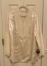 Chico's Rosalia Tunic Pleated Poet Long Sleeve Antique Ivory Sz 3 / US 1... - $24.75