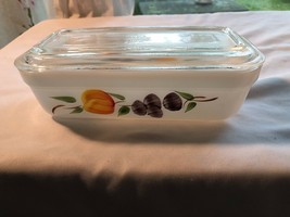 Vintage Fire King Ovenware Oblong Gay Fad Baker Hand-painted Fruit 8 x 4 x 2 - £20.54 GBP