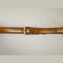 Men VALENTINI Stitched Leather Belt Classic Pin Buckle Business Dress V711 Tan image 5