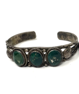 Early Navajo Handcrafted Green Turquoise Cuff Bracelet - $332.84 CAD