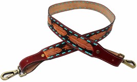 1 1/2&quot; Wide Western Handcrafted Feather Tooled Turquoise Laced Full-Grain - $39.59